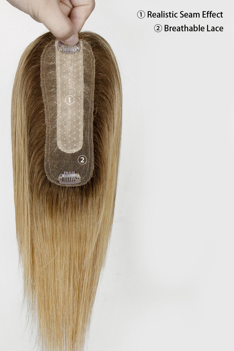 Hera Human Hair Topper Medium Brown Dark Blonde
