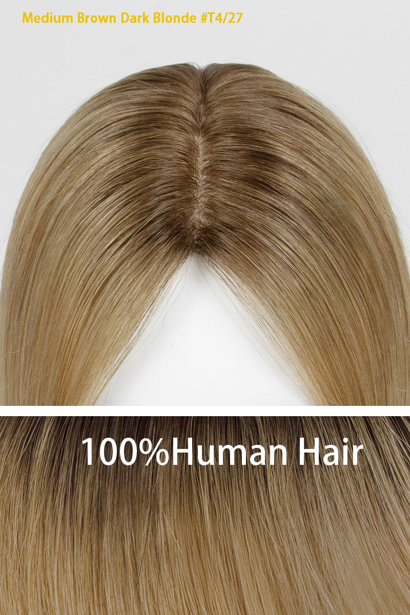 Hera Human Hair Topper Medium Brown Dark Blonde