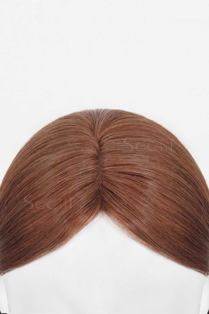 Mona Human Hair Topper Dark Auburn Brown