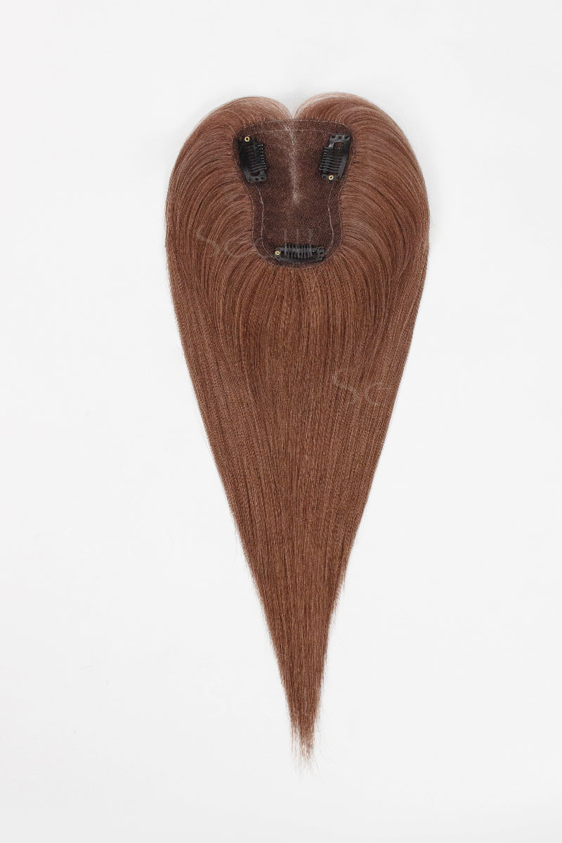 Mona Human Hair Topper Dark Auburn Brown