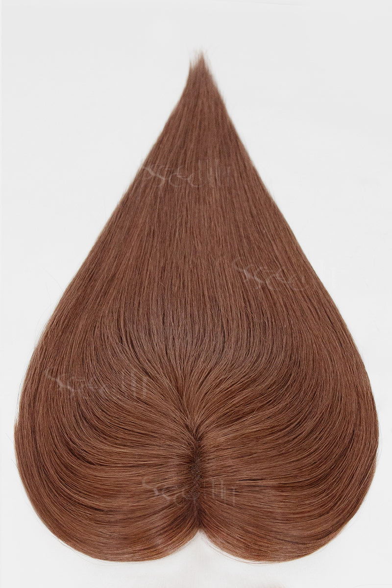 Mona Human Hair Topper Dark Auburn Brown