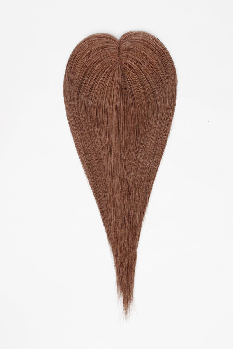 Mona Human Hair Topper Dark Auburn Brown