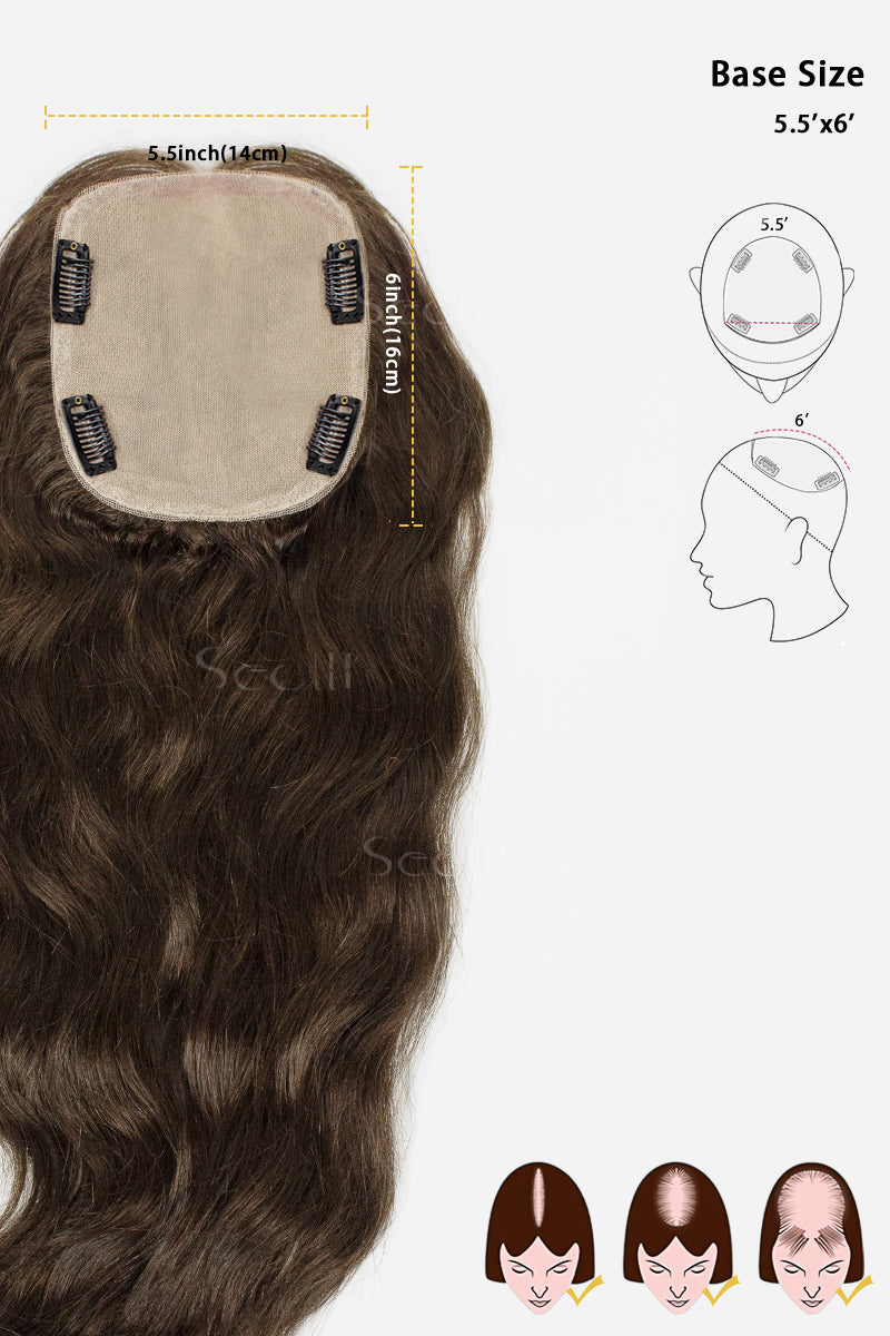 Hair extension with measurements and illustrations on a white background