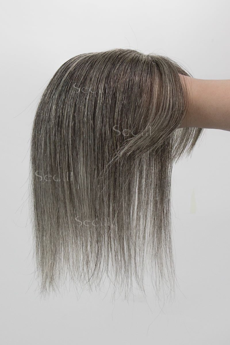 Mona-B Handmade Human Hair Topper with Bangs