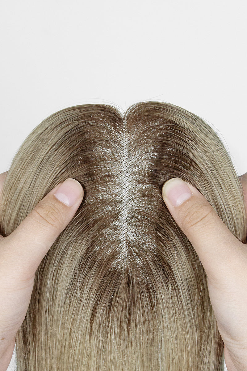 Mona-B hair topper three-quarter back angle view