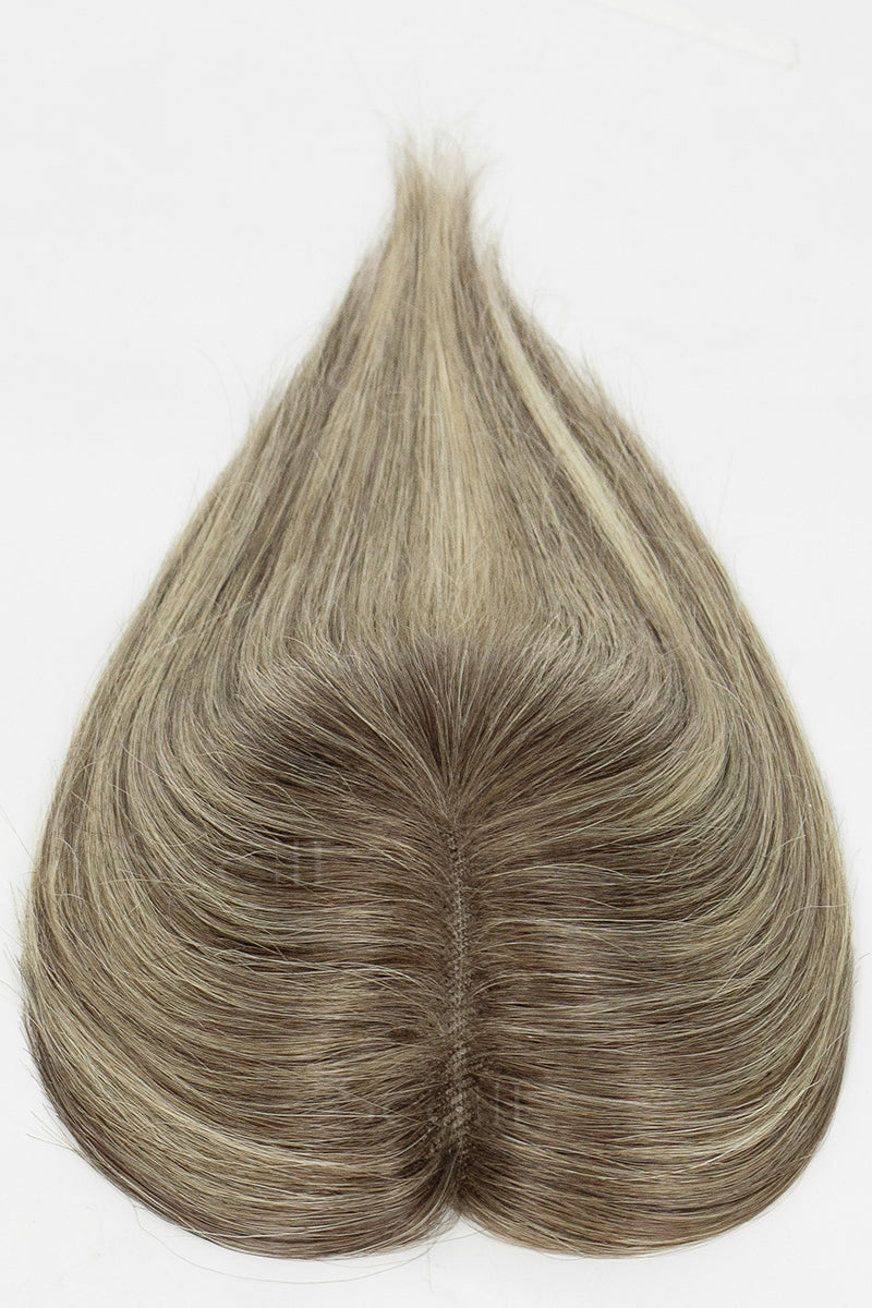 Mona Handmade Human Hair Topper Brown Blonde with Medium Brown Root