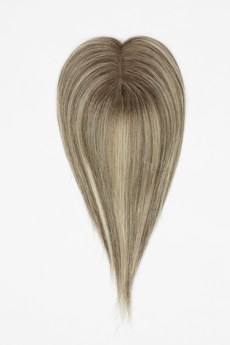 Mona Handmade Human Hair Topper Brown Blonde with Medium Brown Root