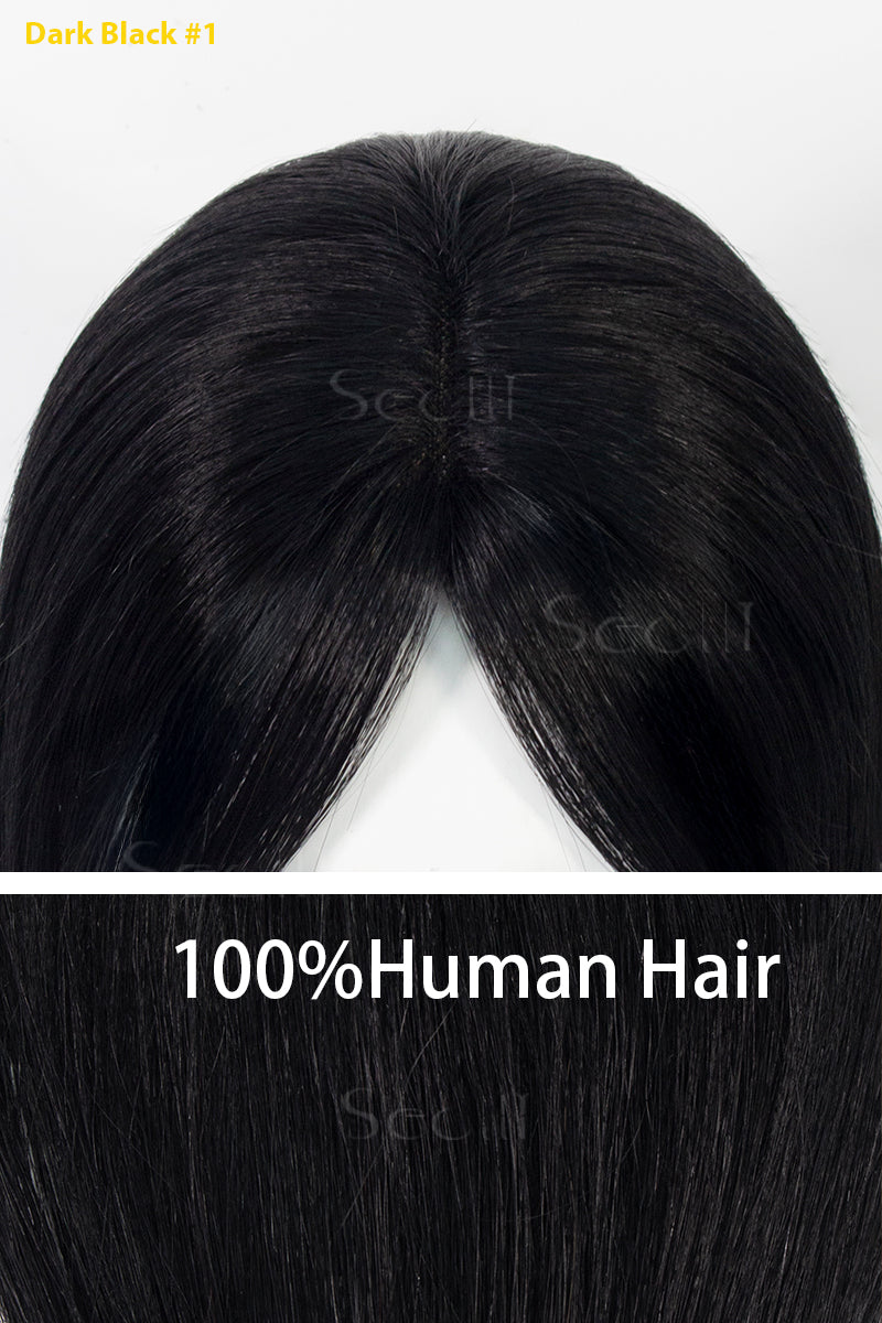 Mona Handmade Human Hair Topper Dark Black 