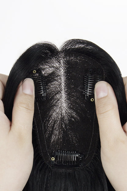 Mona Handmade Human Hair Topper Dark Black 