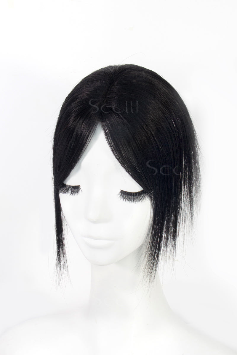 Mona Handmade Human Hair Topper Dark Black 