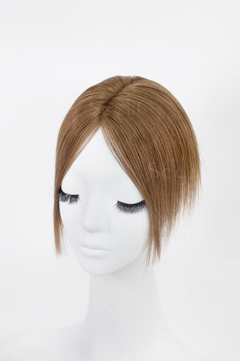 Mona Human Hair Topper Light Auburn Brown 