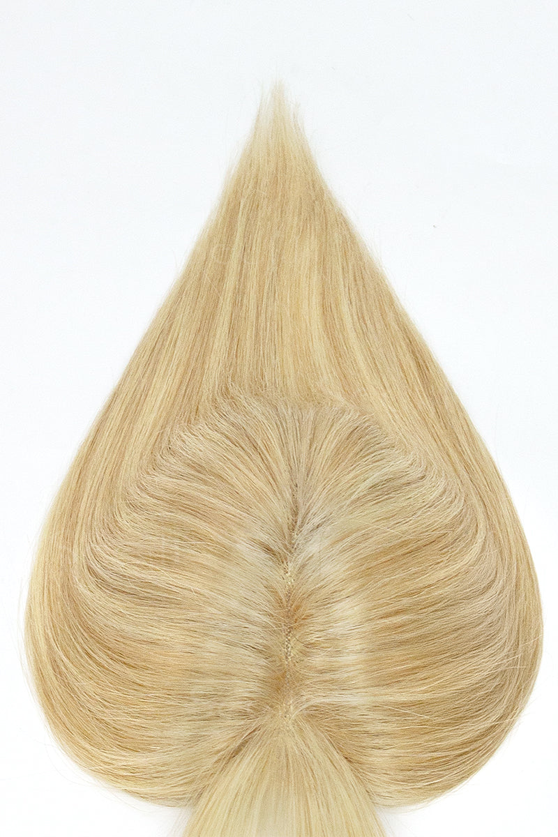 Mona-B Handmade Human Hair Topper with Bangs Light Blonde with Lightest Blonde 