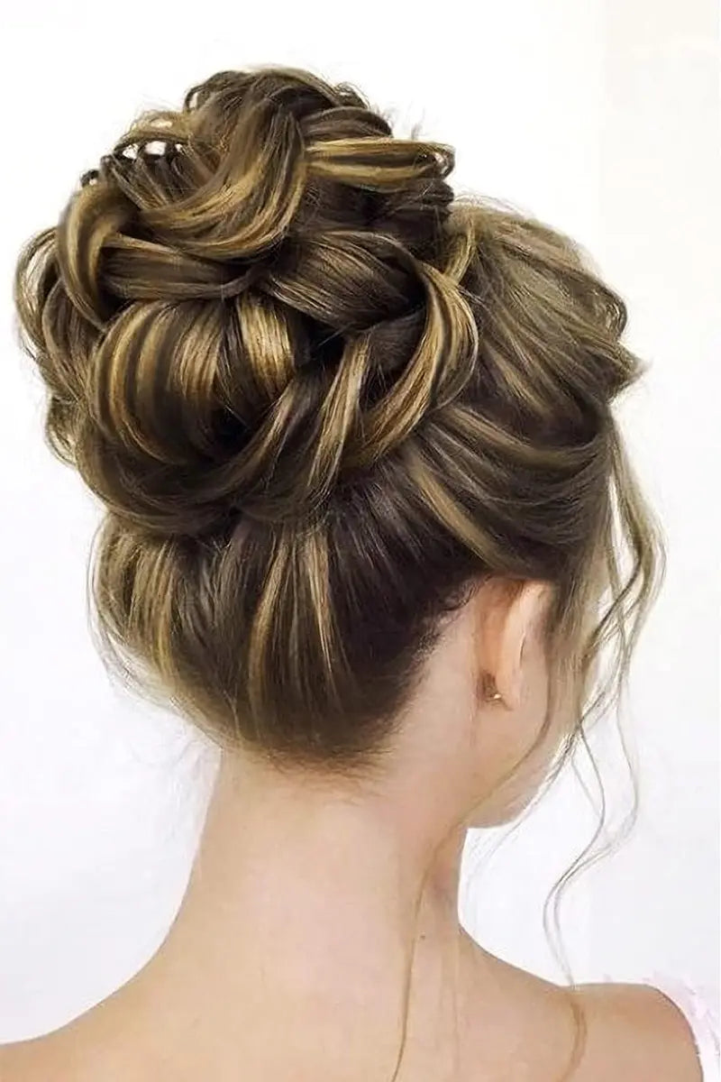 Seully Messy Bun Hair Piece Medium Brown with Highlights 