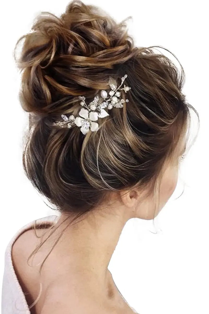 Seully Messy Bun Hair Piece Castanho Médio com Mechas Castanho Claro