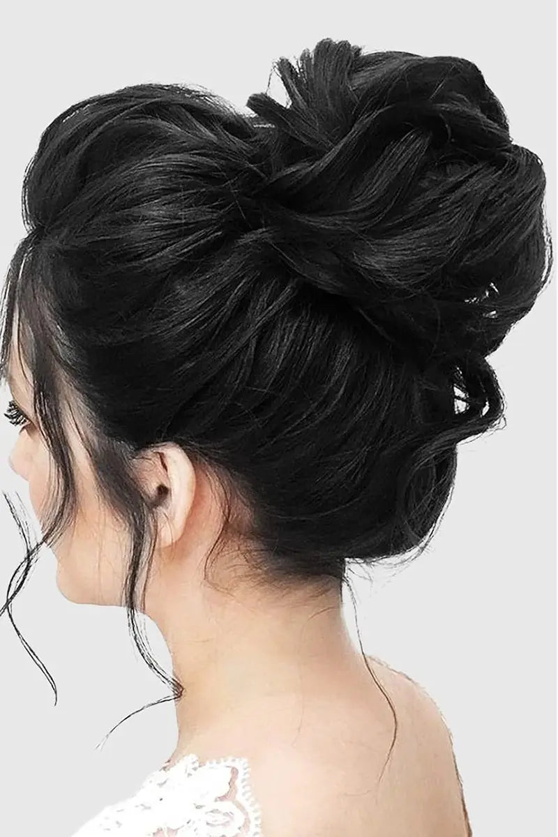 Chignon décoiffé Seully en postiche noir naturel