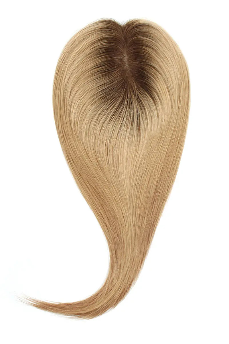 Flavia Silk Top Remy Human Hair Topper #2/8 Dark Brown/ASH Brown Ombre