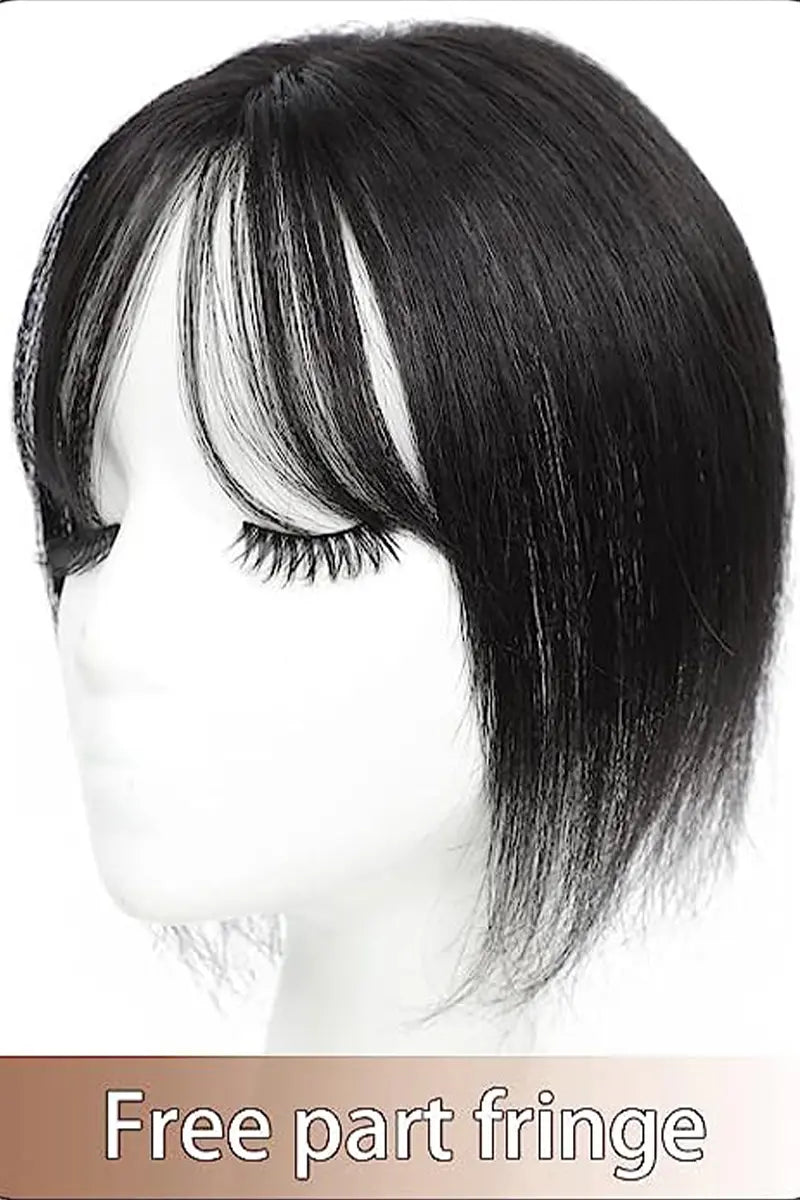 Mona-B Handmade Human Hair Topper with Hair Bangs