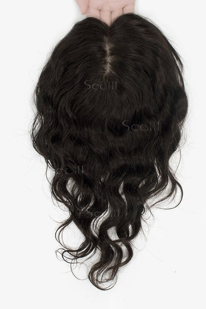 Metis Cabelo Humano Toppers Crown Topper Extensões de Cabelo Castanho Escuro 