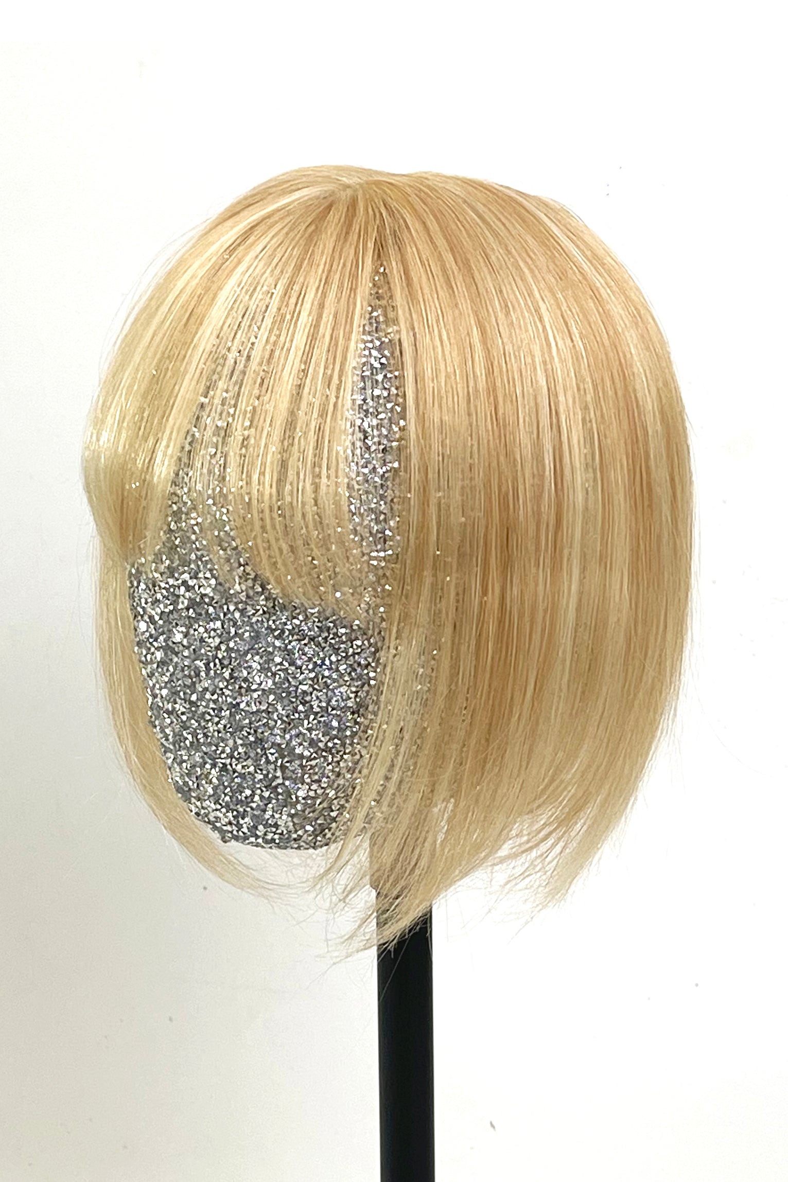 Mona-B Handmade Human Hair Topper with Bangs Warm Blonde with Highlights #27/613