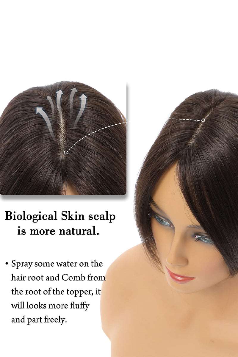 Metis Human Hair Toppers Crown Topper Hair Extensions Light Brown