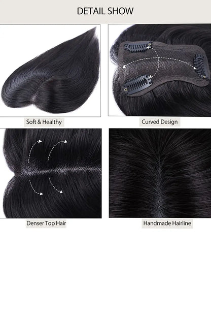 Mona Handmade Human Hair Topper Natural Black 