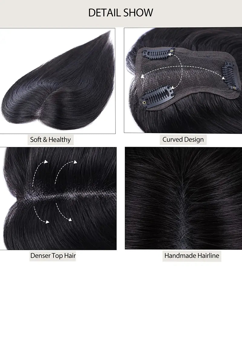 Mona - Adorno de cabello humano hecho a mano, color negro natural #1