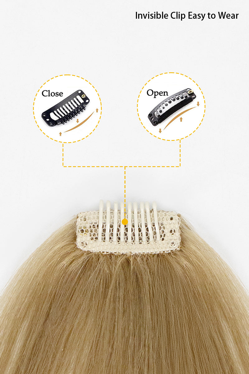 Dark Blonde hair extension with an invisible clip mechanism on a white background