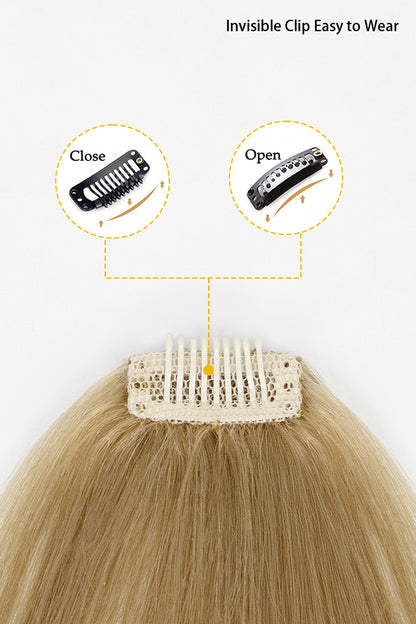 Dark Blonde hair extension with an invisible clip mechanism on a white background