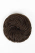 A dark brown hairpiece or hair bun shown from a top-down view on a plain white background.