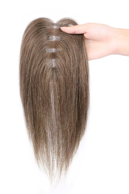 Mona Handmade Human Hair Topper  Warm Blonde with Highlights 