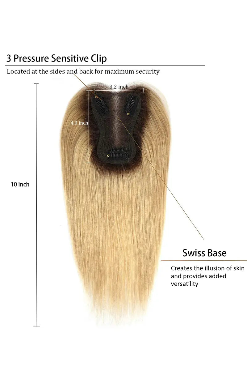 Mona Handmade Human Hair Topper Blond foncé avec blond clair #10/16