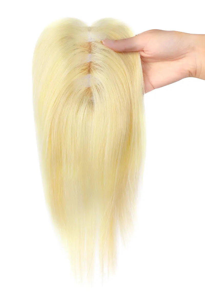 Mona Handmade Human Hair Topper  Warm Blonde with Highlights #27/613