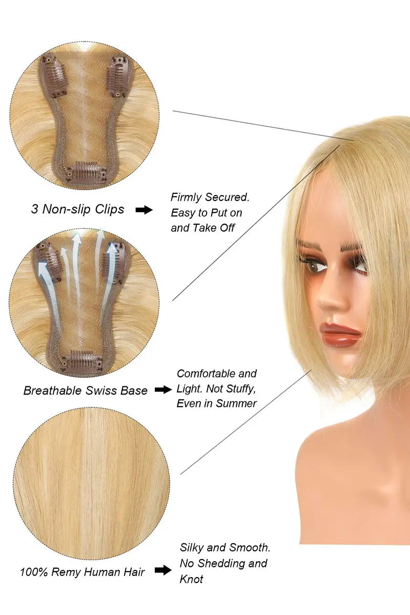 Mona Topper de cabello humano hecho a mano Marrón oscuro #2