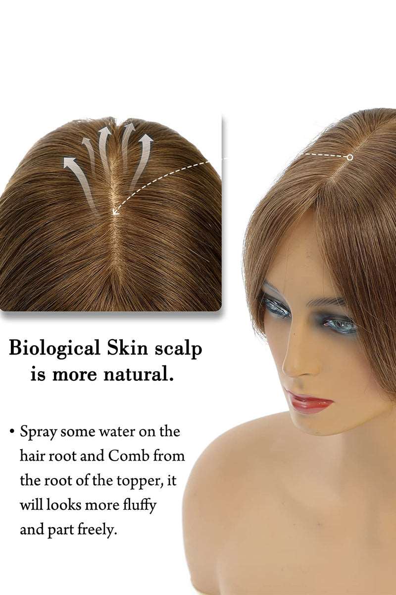 Metis Human Hair Toppers Crown Topper Hair Extensions Light Brown