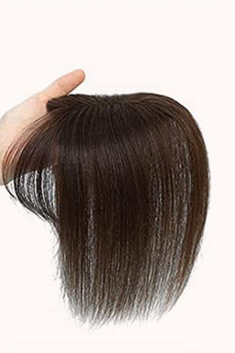 Carol Human Hair Topper para soluciones de pérdida de cabello marrón medio 