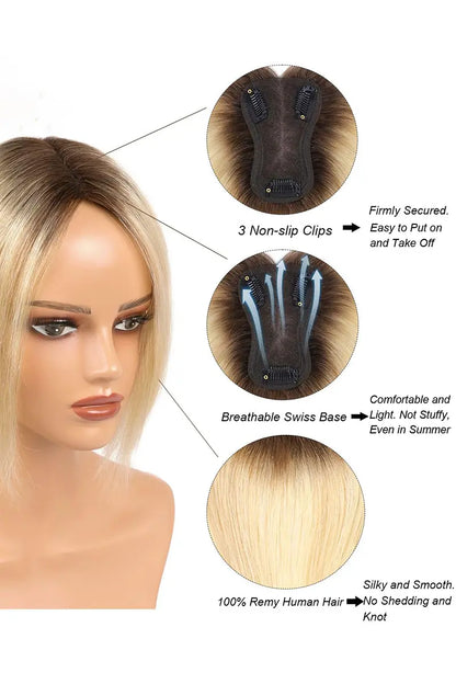 Mona Handmade Human Hair Topper  Dark Blonde with Light Blonde 