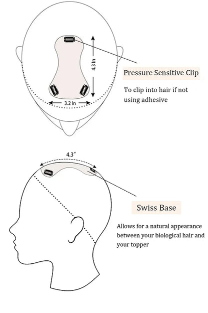 Mona-B Topper de cabelo humano feito à mão com franja