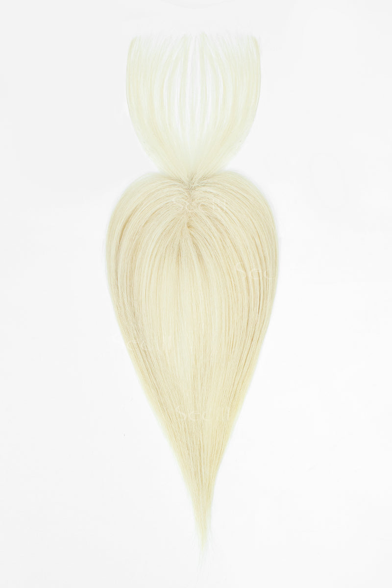 A pale cream-colored hair extension piece with a heart-shaped body and a wispy, feather-like top, shown against a plain white background.