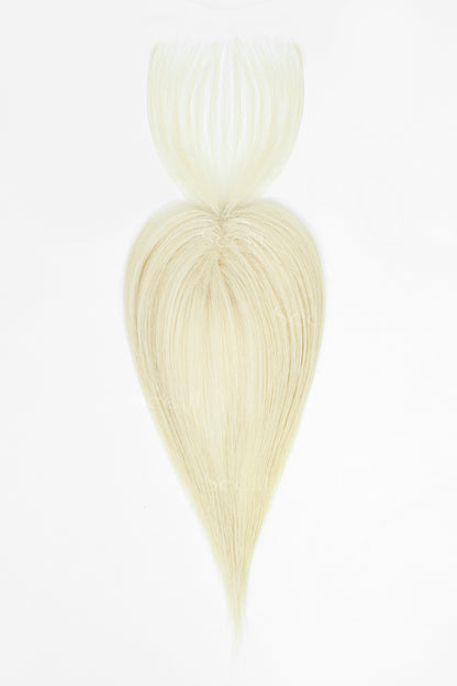 A pale cream-colored hair extension piece with a heart-shaped body and a wispy, feather-like top, shown against a plain white background.