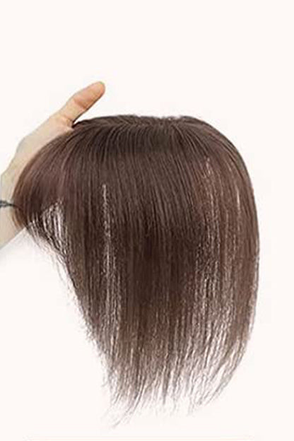 Carol Human Hair Topper para soluciones de pérdida de cabello marrón medio 