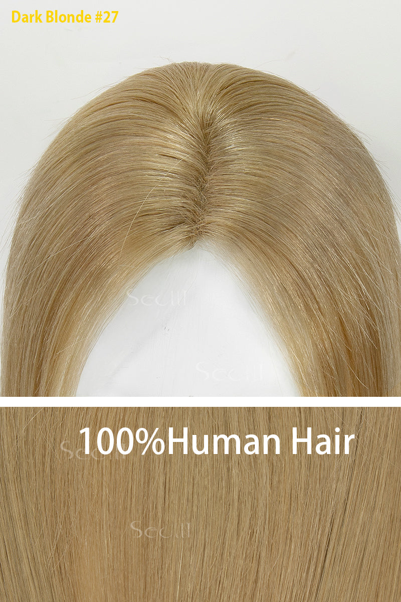 Mona Handmade Human Hair Topper Dark Blonde 