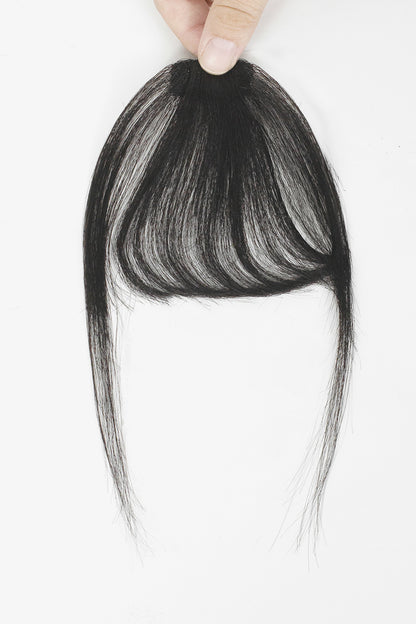 Natural Black Human Hair Clip-in Bangs Fringe – Lightweight and Natural Look, Hand-Held Detail