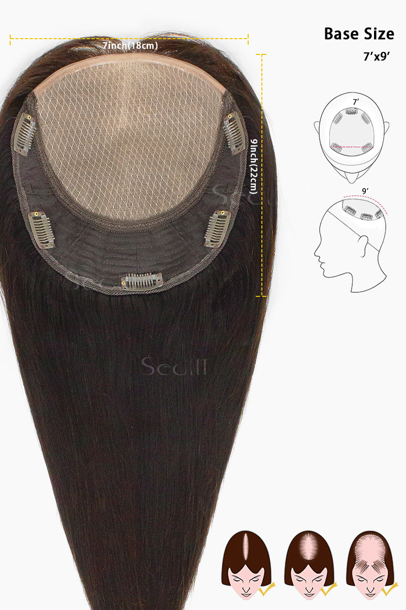 Carlin Human Hair Topper Dark Brown 