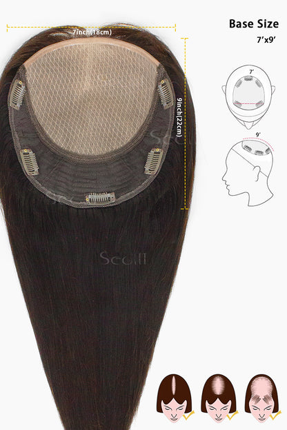 Carlin Human Hair Topper Dark Brown 