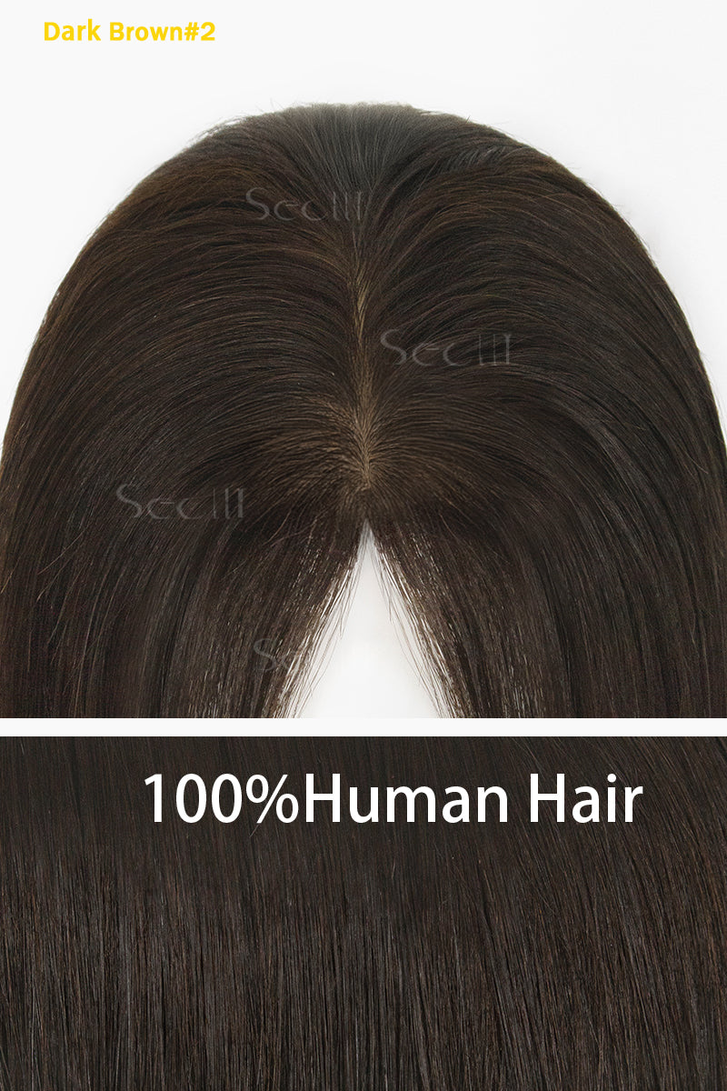 Carlin Human Hair Topper Dark Brown 