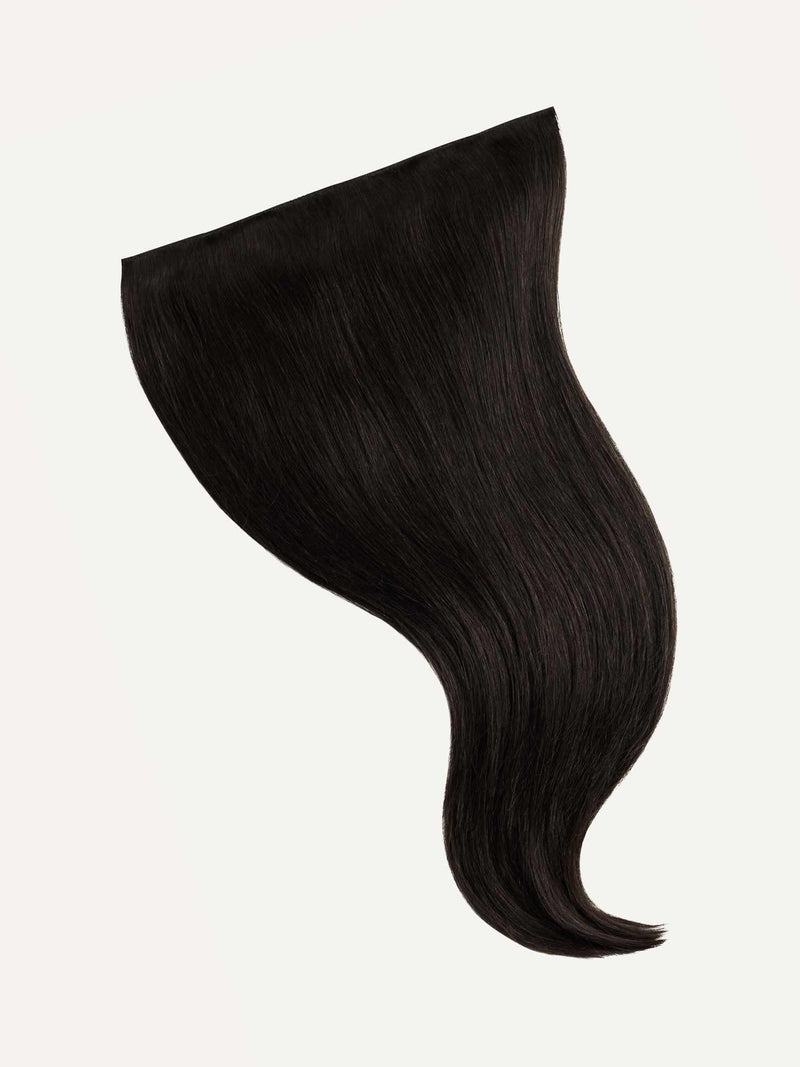 Dolly Halo Clips em extensões de cabelo preto natural