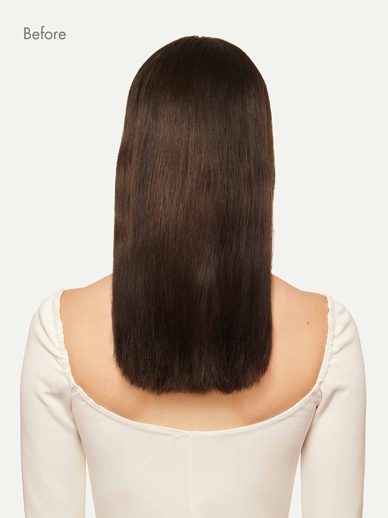 Dolly Halo Clips em extensões de cabelo preto natural