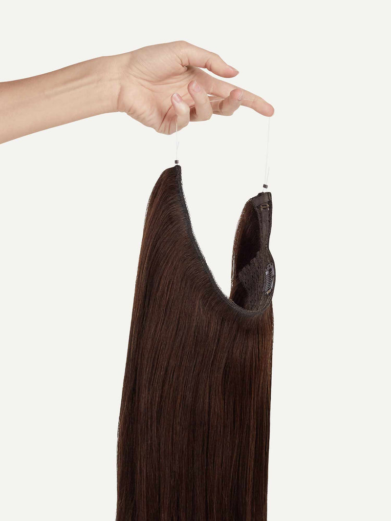 Dolly Halo Clips in Hair Extensions Mocha Brown Hightlight