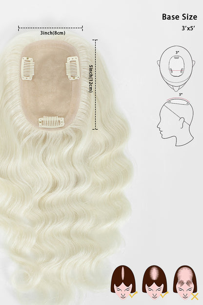 Flavia-C02 White Blonde Hair Topper Flavia-C02 White Blonde Hair Topper base size 3x5 inch with clip attachment diagram