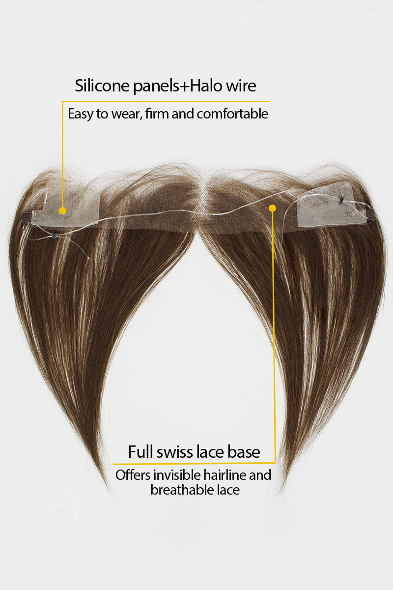 Seully Hair Hairline Topper: Breathable Lace|Halo Wire|Natural Look Medium Brown 